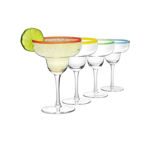 The Wine Savant Classic Handblown Margarita Glasses, Set of 4