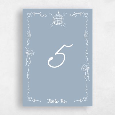 Powder Blue Wedding Table Number - Gilda