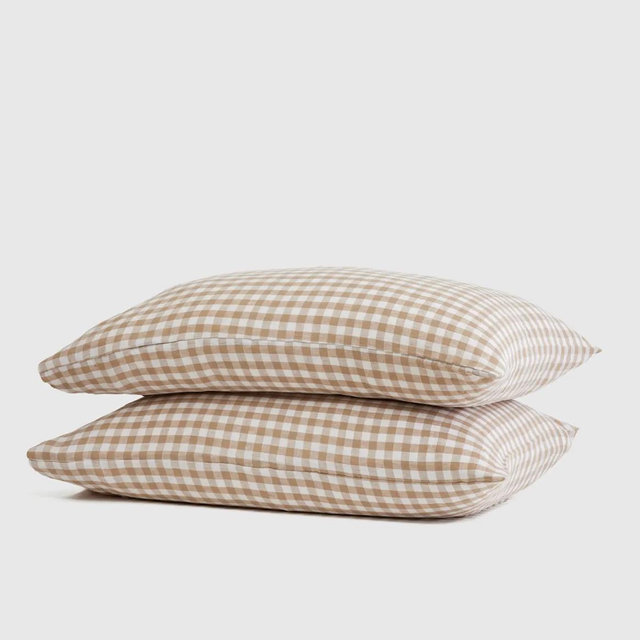 European Linen Gingham Pillowcase Set