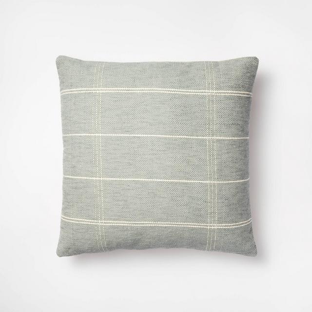 Oversized Woven Windowpane Square Throw Pillow Green/Cream - Threshold™ designed with Studio McGee
