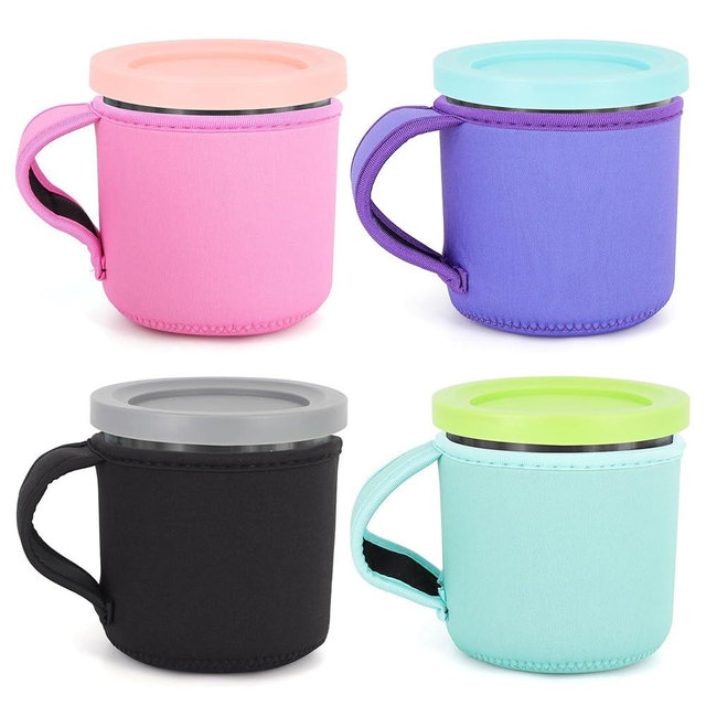 4Pack Reusable Ice Cream Sleeves with Handle, Neoprene Insulated Sleeves for Ninja Creami Pints, Talenti Ice Cream Pints, Frozen Desserts (Solid Color)