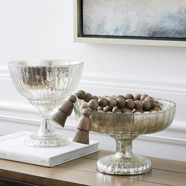 Mercury Glass Pedestal Bowl, Tall