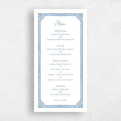 Cobalt, White Wedding Menu - Blevio