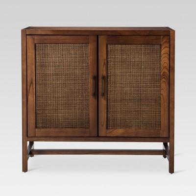 Warwick 2-Door Wood & Rattan Accent Cabinet - Threshold™