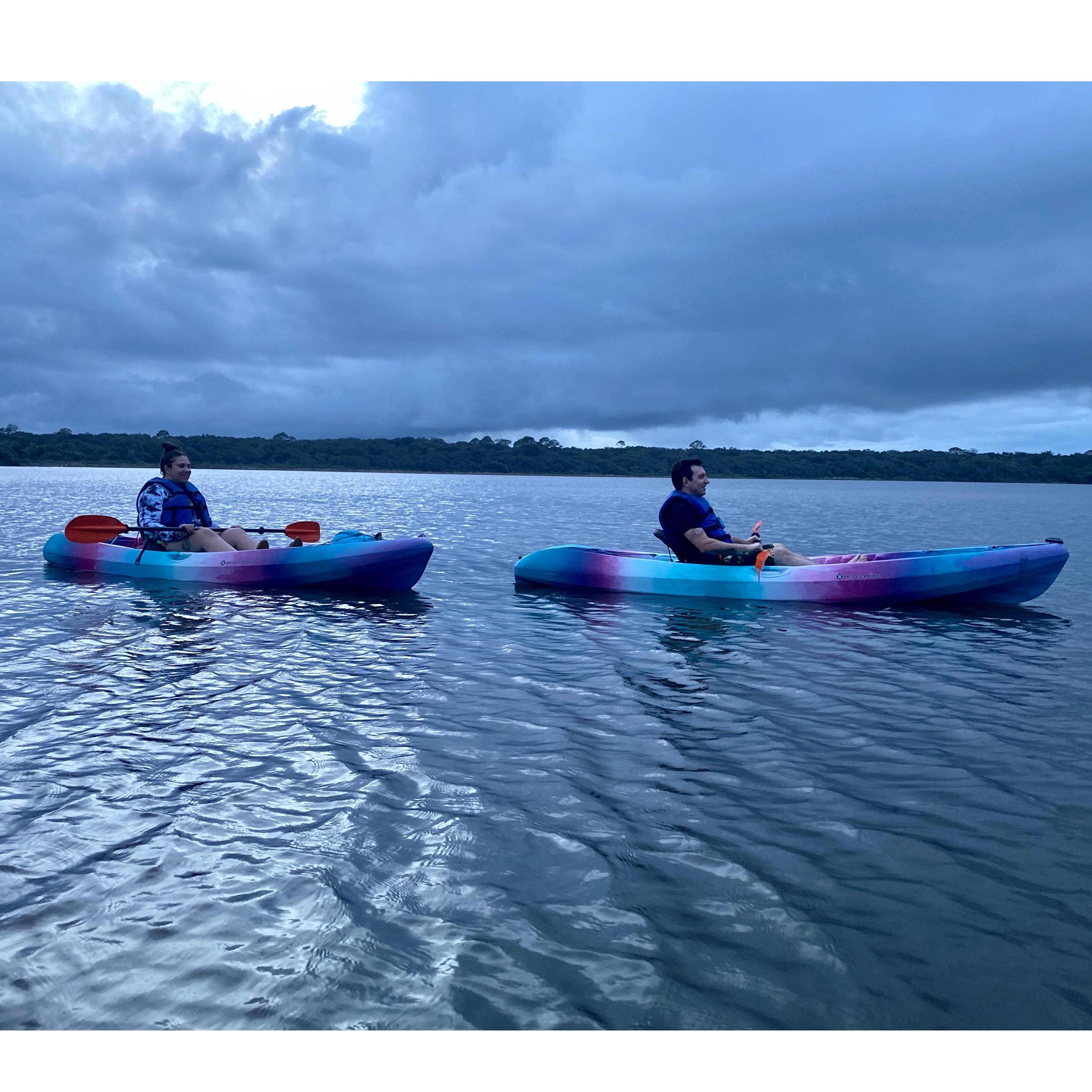 Kayaking on the Guana River at night is such a fun activity!