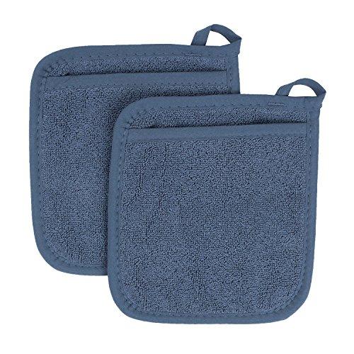 Ritz Royale Collection 100% Cotton Terry Cloth Pocket Mitt Set, Dual-Function Hot Pad/Pot Holder, 2-Piece, Federal Blue