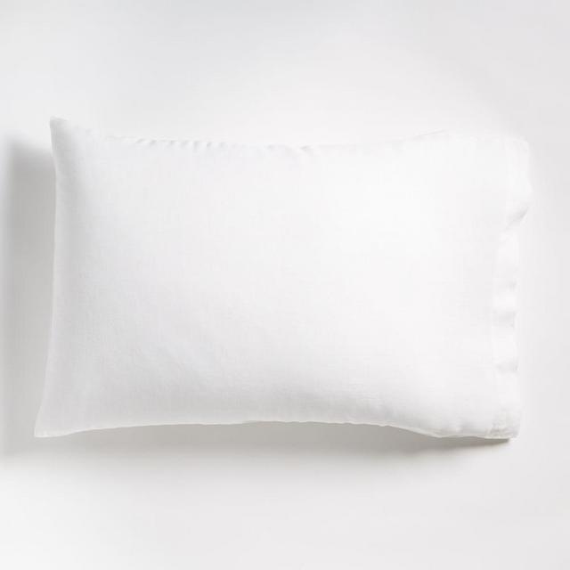 European Flax Linen Standard Pillowcase, White, Set of 2