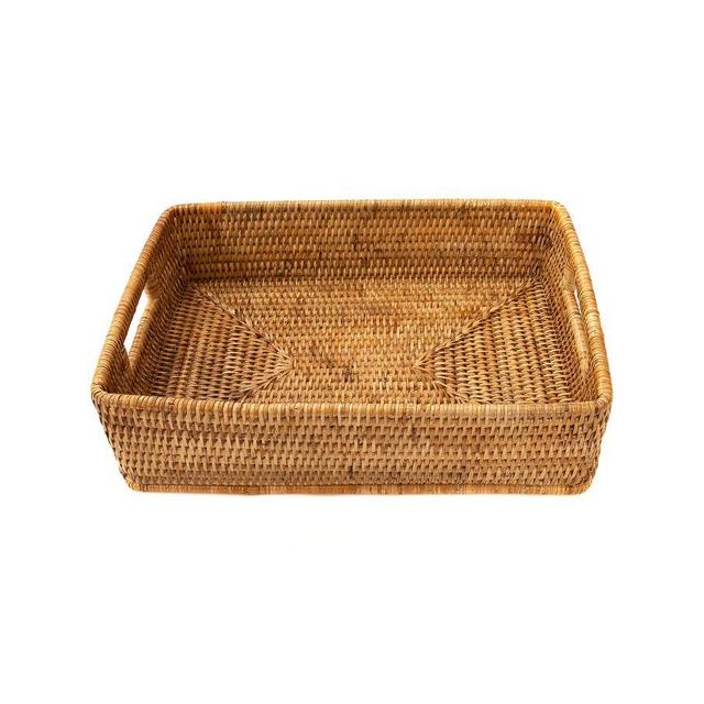 Tava Handwoven Rattan Rectangular Storage Basket, Small, Natural