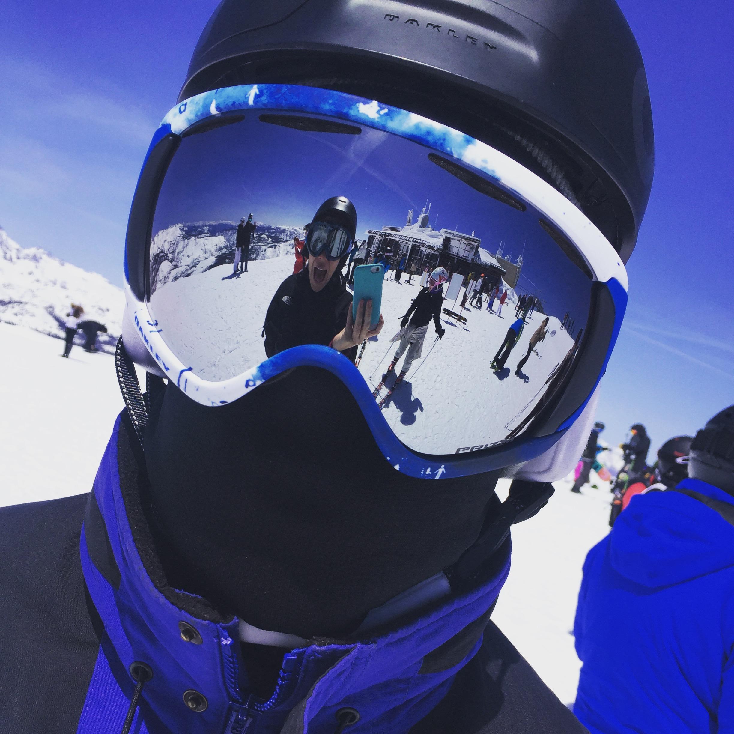 Taking a break while skiing in Mammoth!