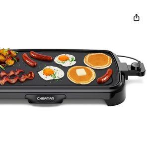 Chefman XL Electric Griddle with Removable Temperature Control, Immersible Flat Top Grill, Burger, Eggs, Pancake Griddle, Nonstick Extra Large Cooking Surface, Slide Out Drip Tray, 10 x 20 Inch