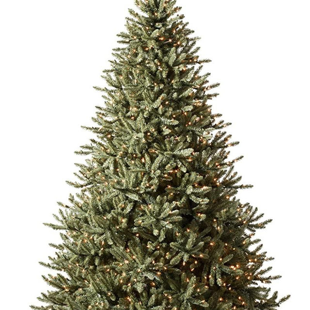 Balsam Hill 7ft Premium Pre-lit Artificial Christmas Tree 'Traditional' Classic Blue Spruce with Clear Incandescent Lights, Storage Bag, and Includes Fluffing Gloves, and Extra Bulbs