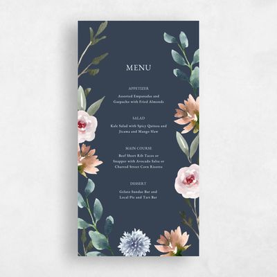Navy Blue Wedding Menu - Windsong