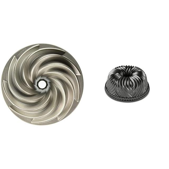 Nordic Ware Platinum Collection Heritage Bundt Pan & Bavaria Bundt Pan, 10-Cup, Graphite