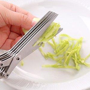 Herb Scissors, X-Chef Multipurpose Kitchen Scissors 5 Blades Stainless Steel with Clean Comb Cover Fast and Easy Clean
