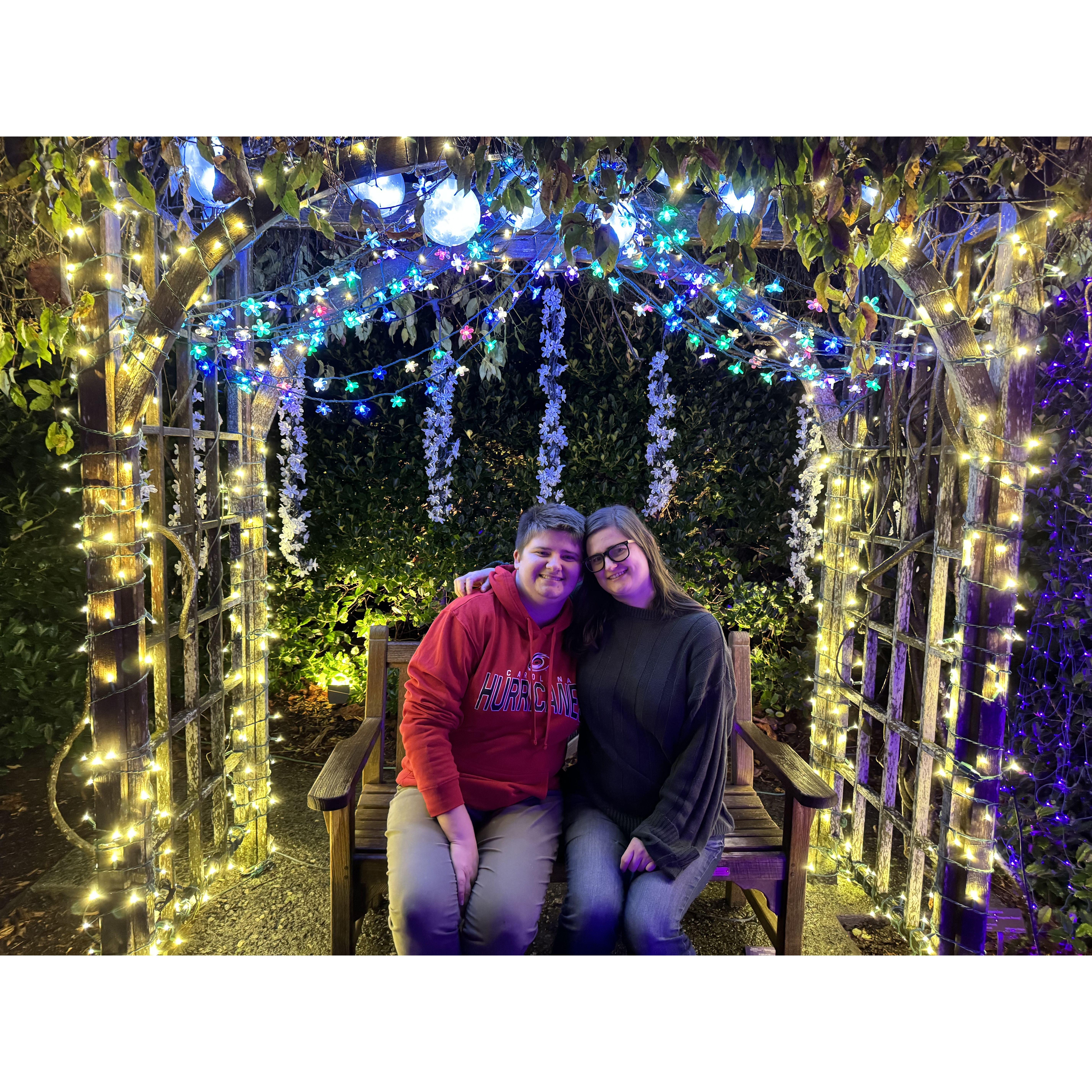 Enjoying the lights at the Arboretum in Asheville