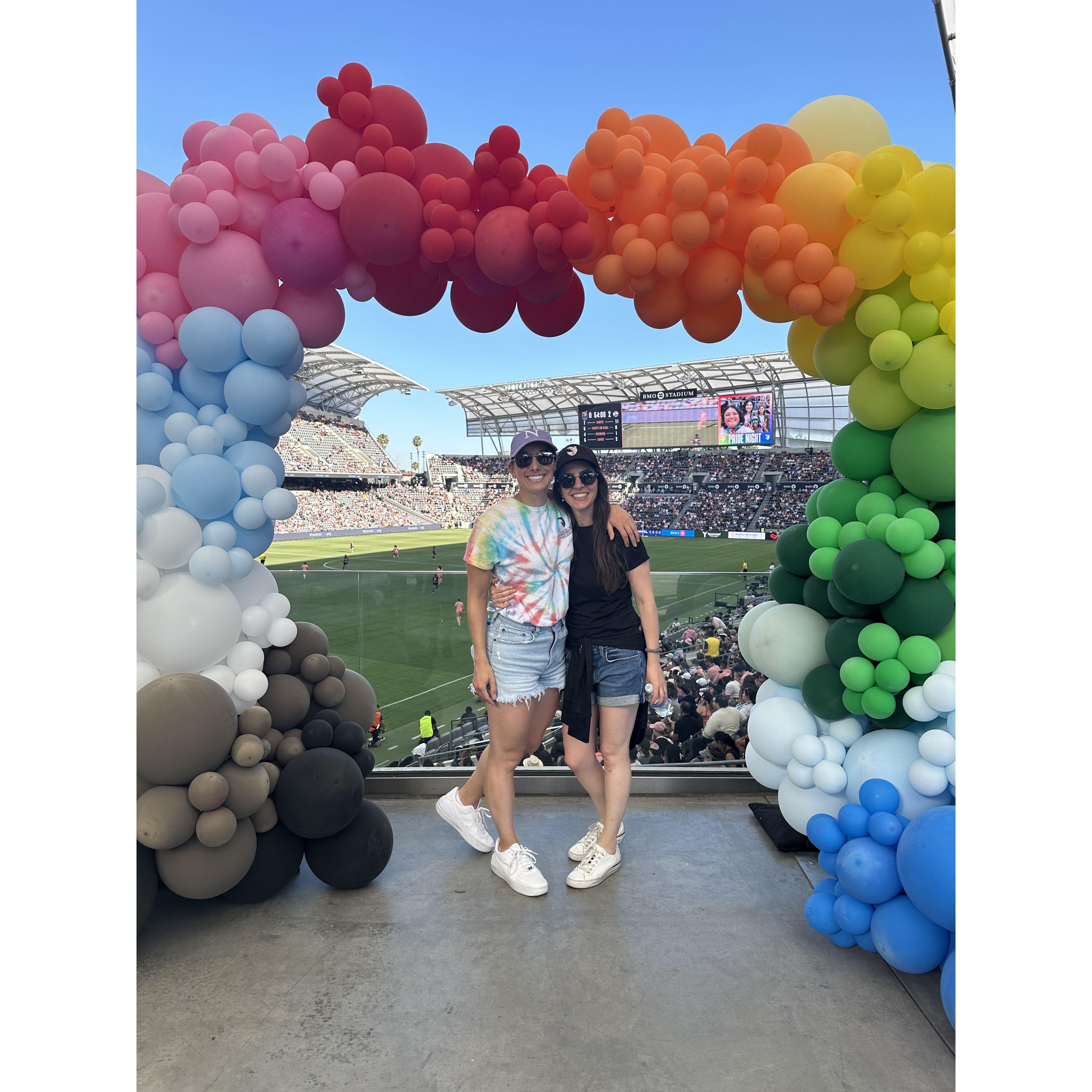 The girls celebrating their first pride at Angel City.