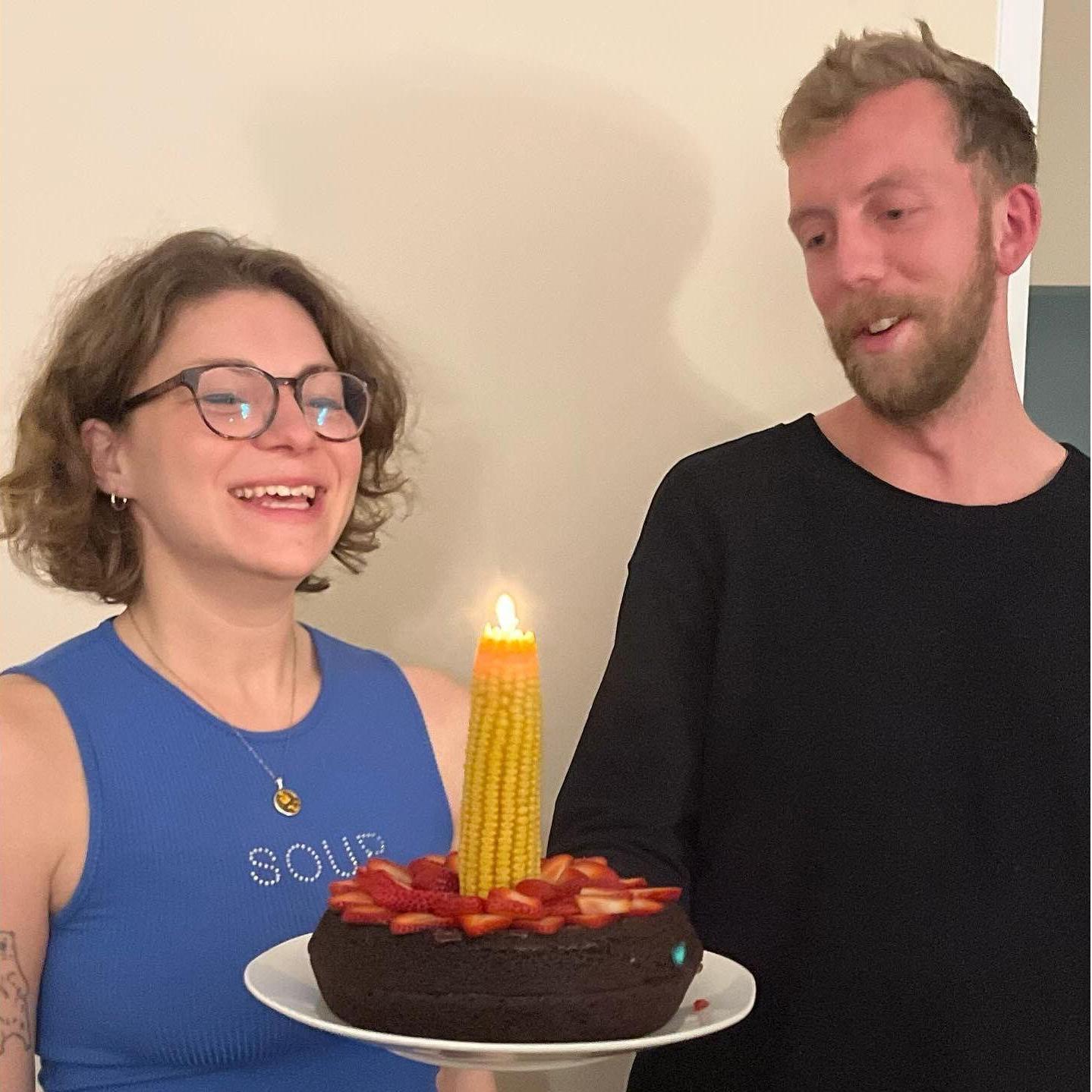 Lily's 29th. Corn candle & soup.