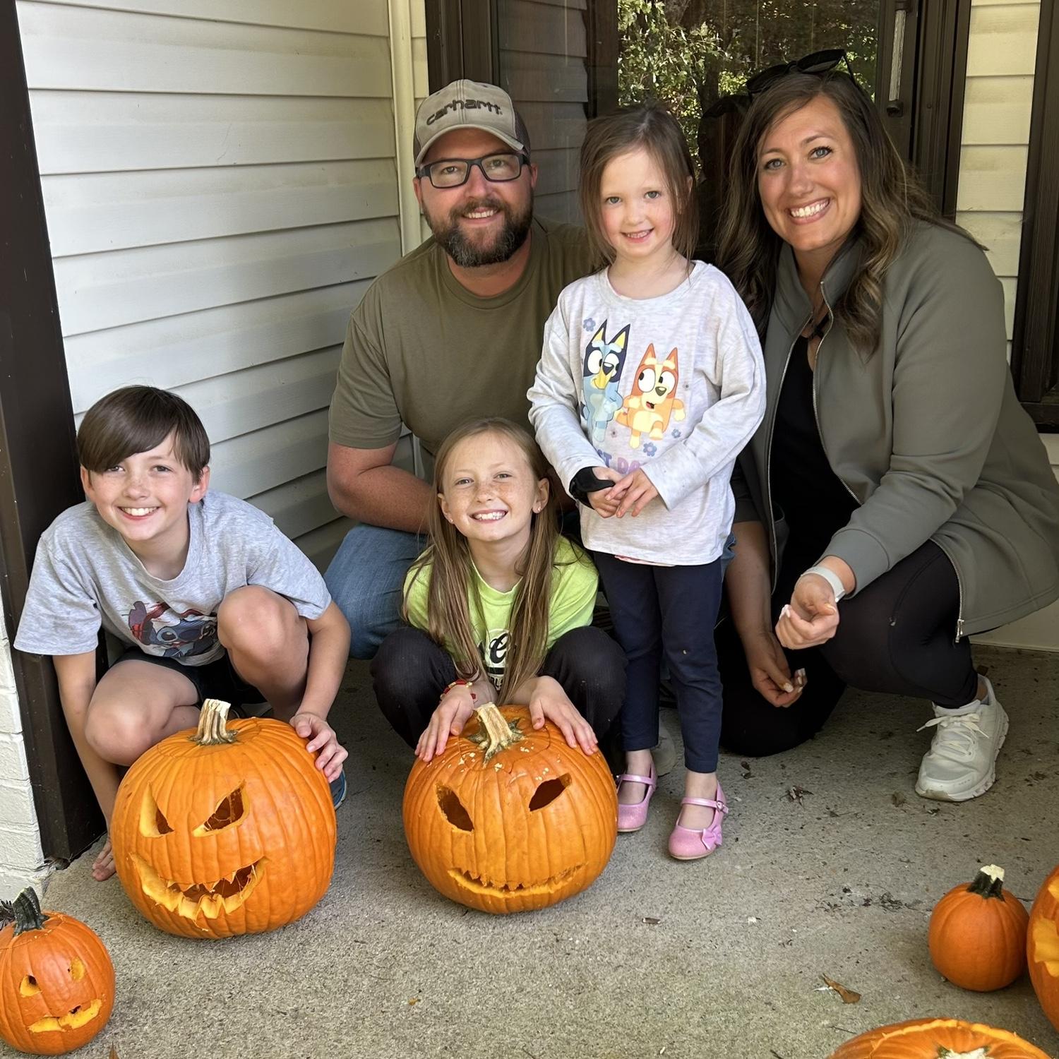 Carving pumpkins with the kids