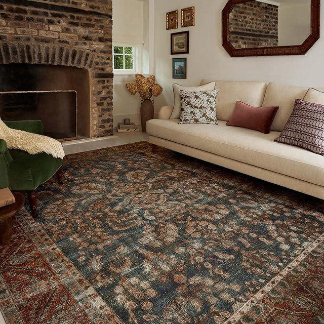 Loloi Chris Loves Julia Jules Collection JUL-10 Ocean/Spice 9'-6' x 14', .13' Pile Height, Area Rug