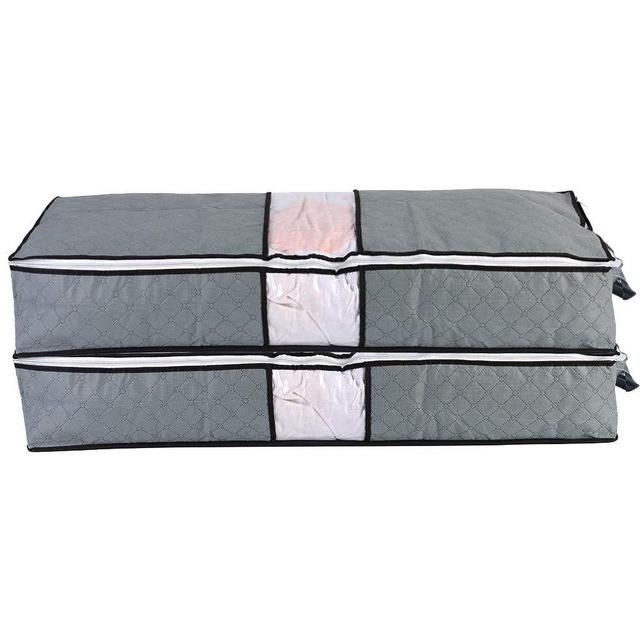 ComboCube Jumbo Zippered Under the Bed Organizers for King Comforter, pillow, quilt, bedding, Clothes, Blanket with Large Clear Window & Carry Handles Space Saver