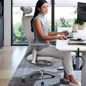 COLAMY Ergonomic Mesh Office Chair, High Back Computer Executive Desk Chair with Adjustable Headrest and 4D Arms, Slide Seat, Tilt Lock-Light Grey