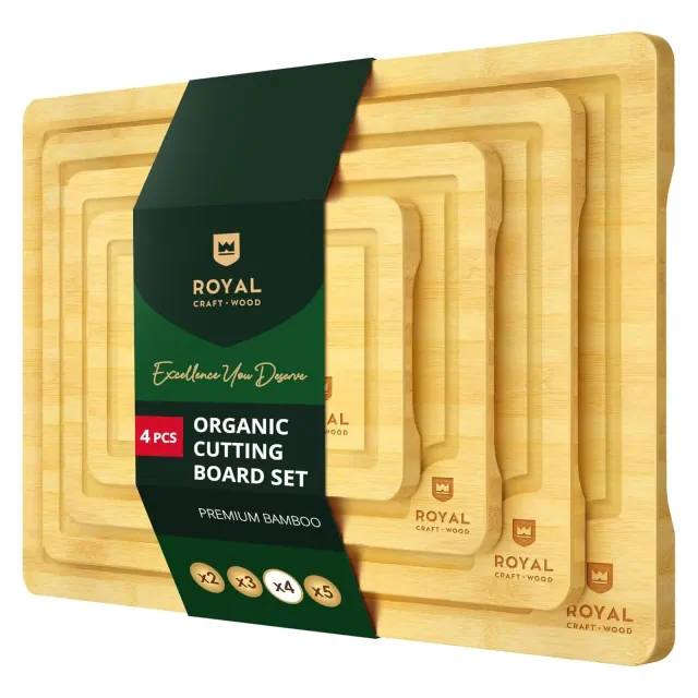 Royal Craft Wood Bamboo Cutting Board Set of 4