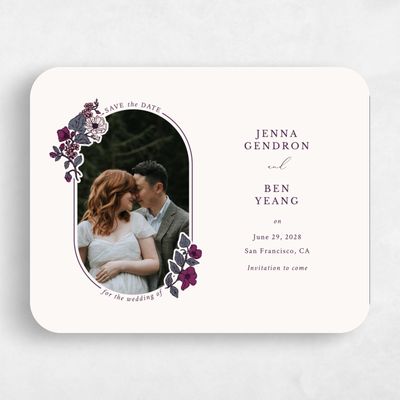 Purple Rounded Wedding Save the Date - Brighton Photo