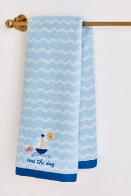 Seaside Cotton Embroidered Icon Hand Towels