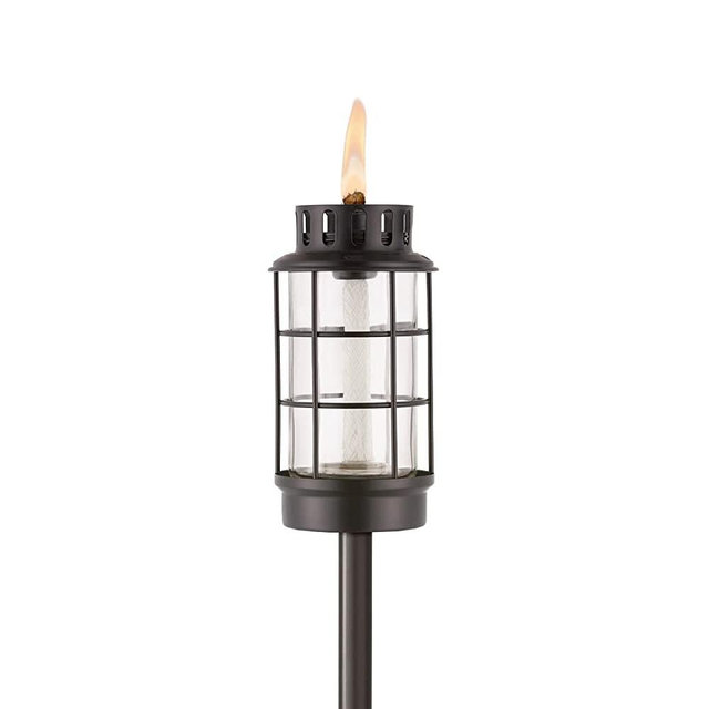 TIKI Brand 1121122 Easy Install Round Lantern Torch, Black