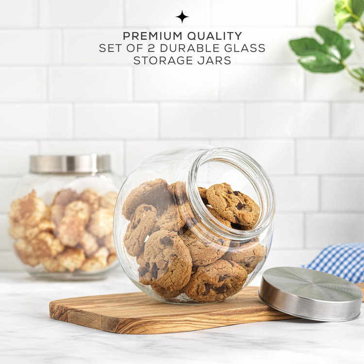 JoyJolt, Round Cookie Jar with Airtight Lid, Set of 2 | Zola