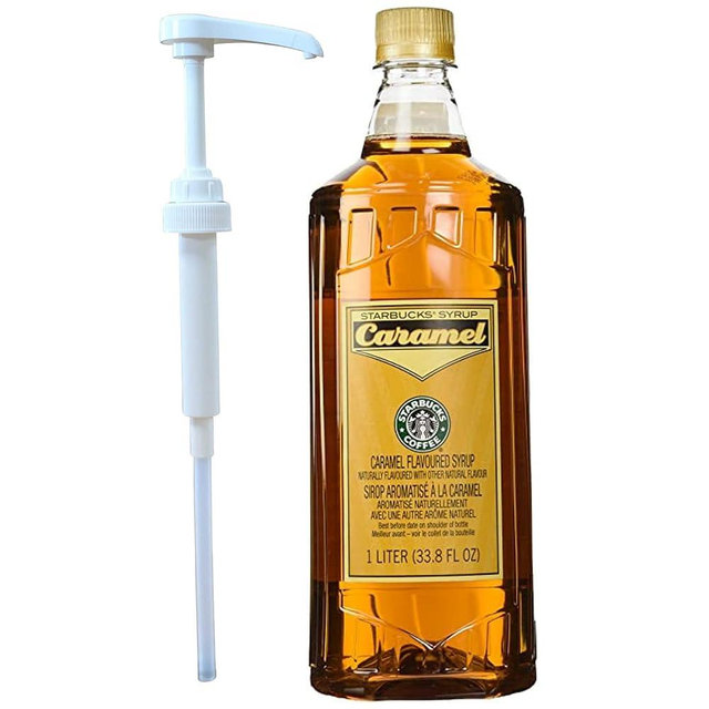 Starbucks Authentic Flavoring Syrup for Coffee and Tea with White Pump (Caramel), 33.8 Fl Oz (Pack of 1)