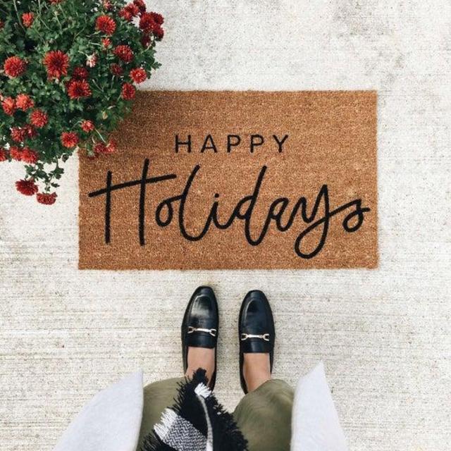 happy holidays doormat | christmas doormat | welcome mat | hand painted, custom doormat | cute doormat | outdoor doormat | Black Friday