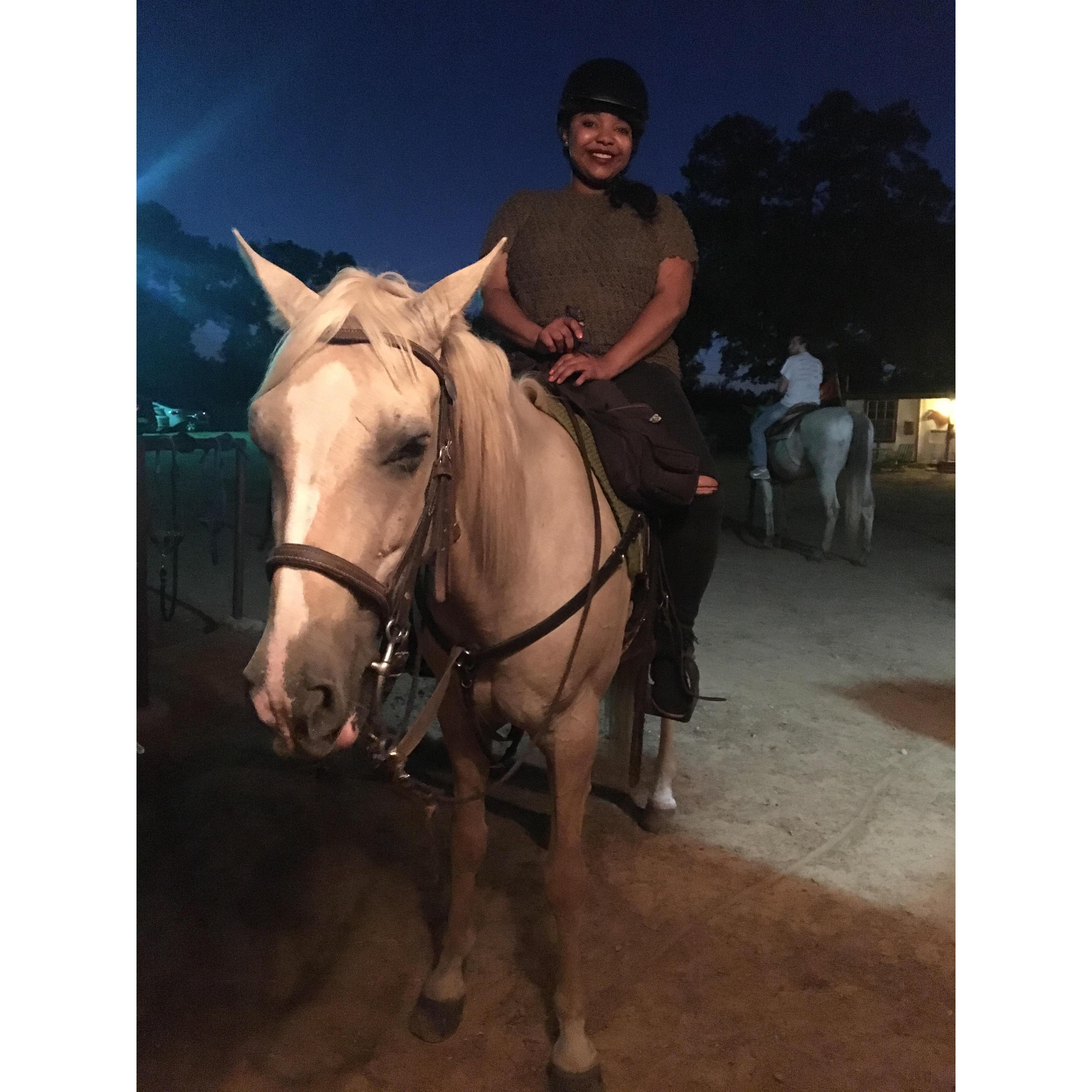 Our first and last time horse back riding lol
