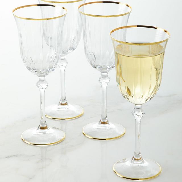 Neiman MarcusWine Goblets with Golden Finish, Set of 4
