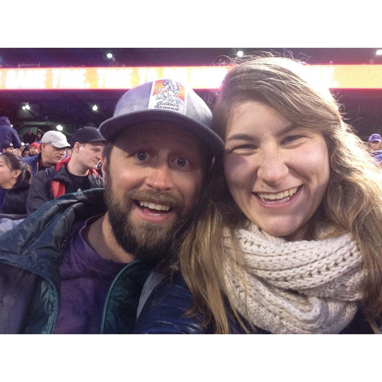 Matt would say we were at a Rockies game because we were in Denver. However, Brittany would say we were at a Cubs game. It was a Cubs game. They crushed the Rockies. April 2018.