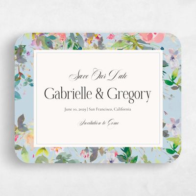Blue Rounded Wedding Save the Date - Addison Landscape