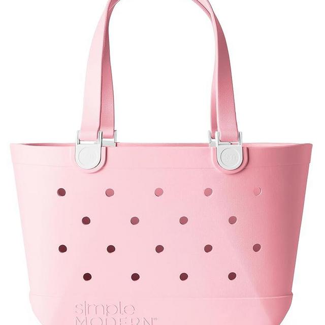 Simple Modern Beach Bag Rubber Tote | Waterproof Large Tote Bag with Zipper Pocket for Beach, Pool Boat, Groceries, Sports | Getaway Bag Collection | Blush