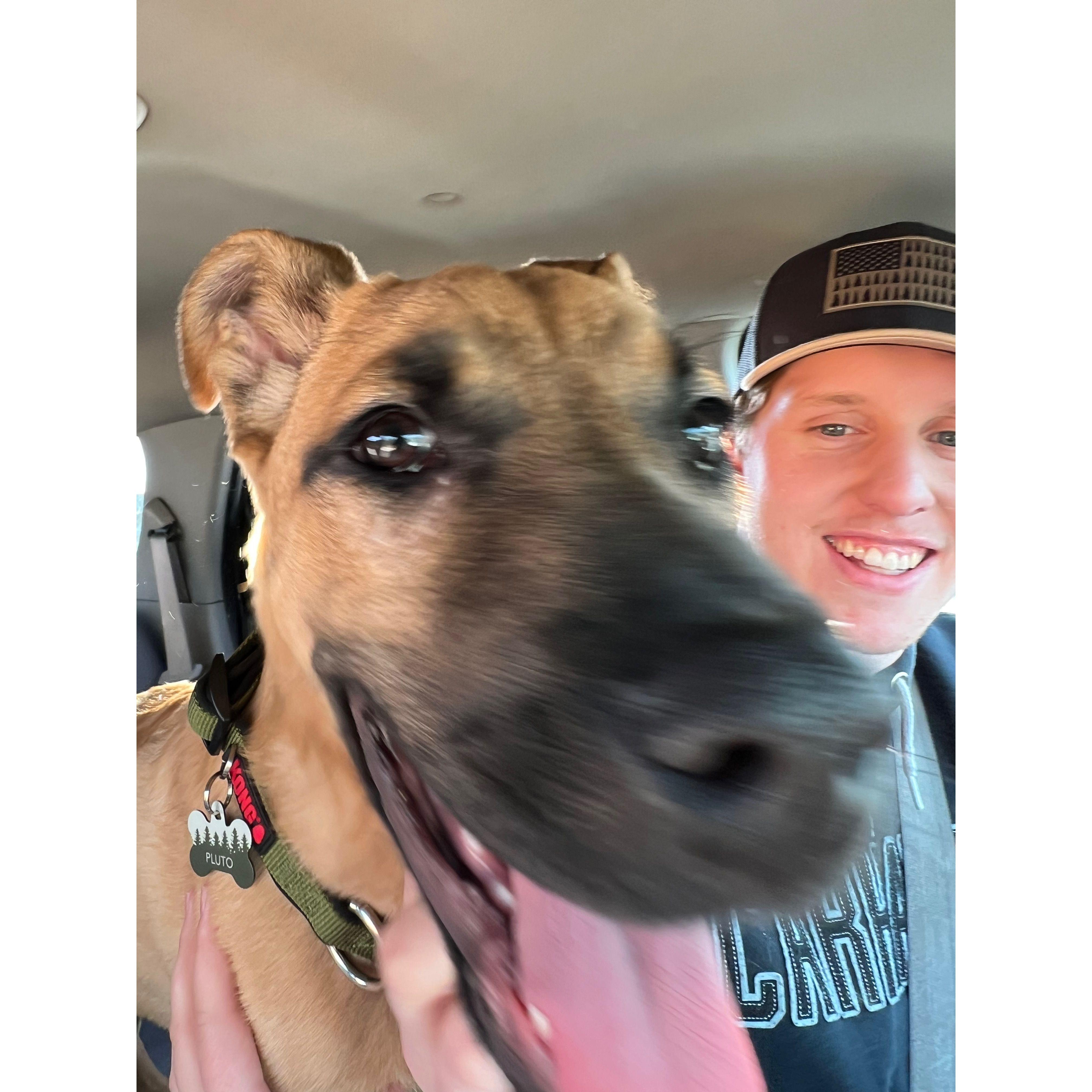 Pluto's first car ride home