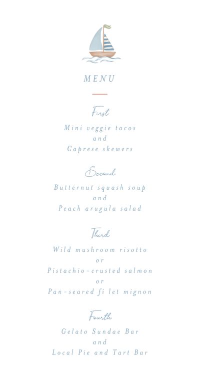 Blue Oval Wedding Menu - Costa