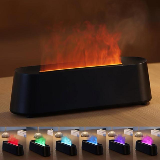 YALEDI Essential Oil Diffuser, Fireplace Fire Flame Aromatherapy Diffuser, 250ml Cool Mist Humidifier, Scent Aroma Diffuser with 7 Colors Light, Remote Control, Timer & Auto-Off for Home, Room (Black)