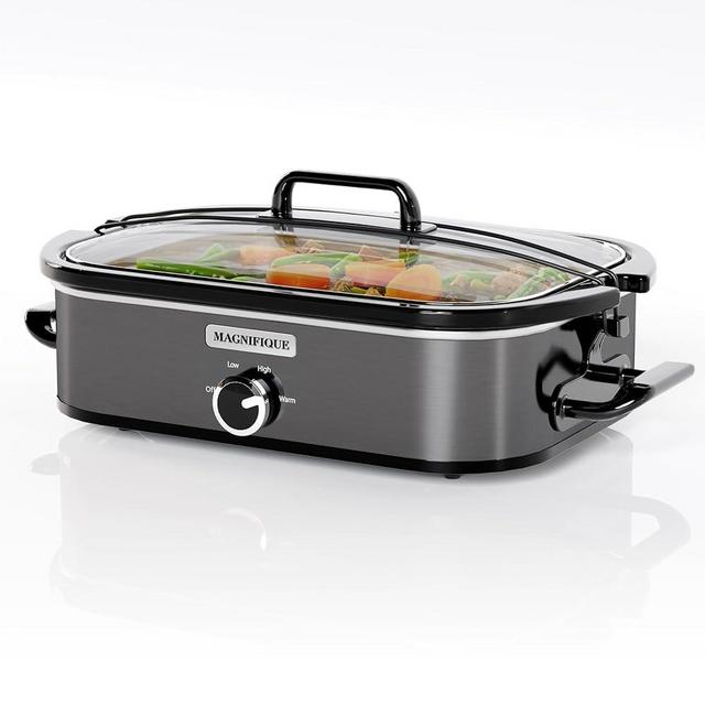 [NEW] MAGNIFIQUE 4-Quart Slow Cooker with Casserole Manual Warm Setting - Perfect Kitchen Small Appliance for Family Dinners, Dishwasher Safe Crock