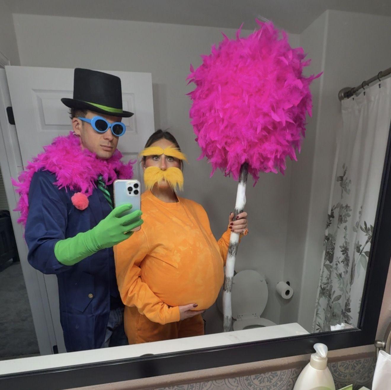 Halloween 2025: couples costume—The Lorax & the Once-ler. 10/10 would speak for the trees again.🌲