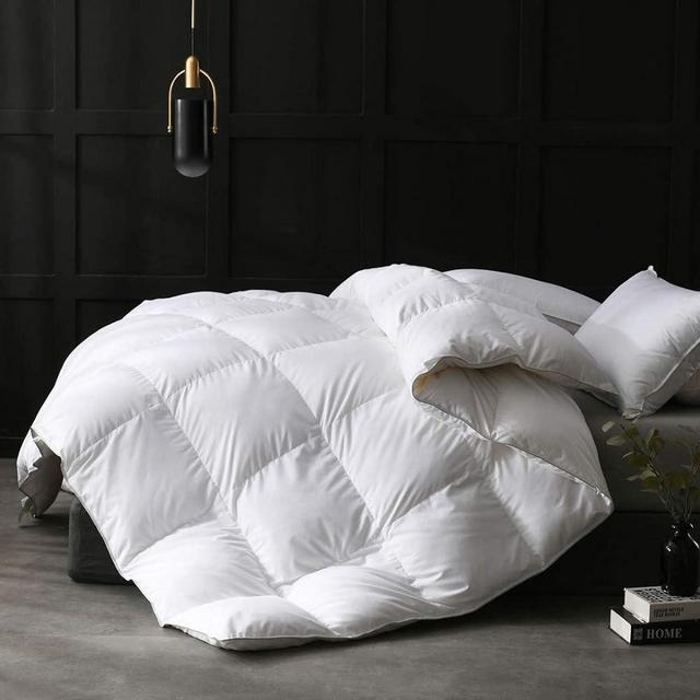 APSMILE Heavyweight Goose Feathers Down Comforter, Twin Size Winter Down Duvet - Ultra-Soft 750 Fill-Power Hotel Collection Comforter, 40oz Thick Duvet Insert Cold Weather/Sleepers(White, 68x90)