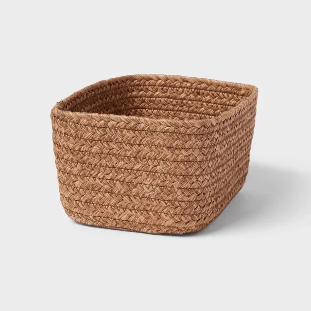 Small Natural Woven Basket Brown - Brightroom: Rectangle Storage, Paper Material, 4"x8"x6", FSC Certified