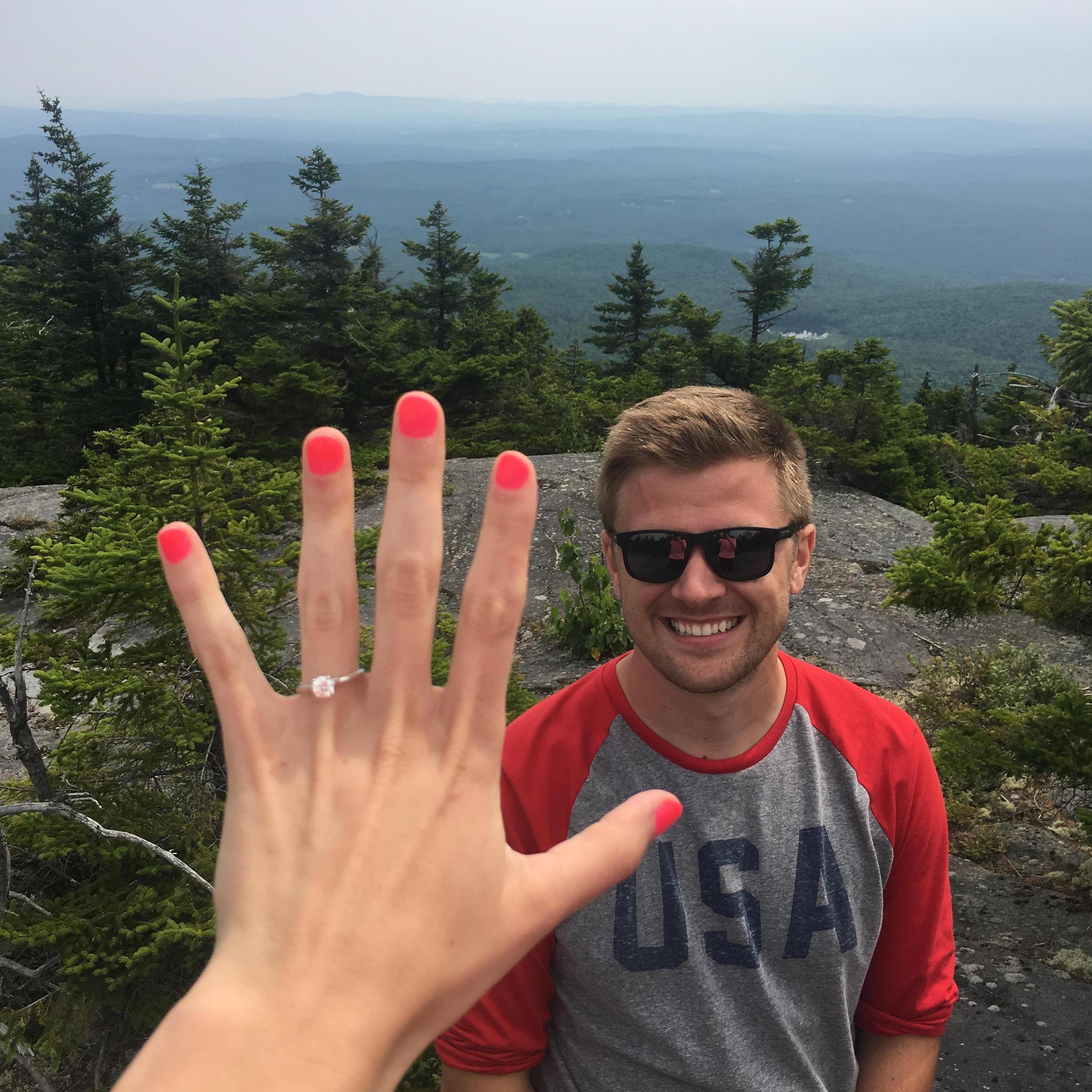 Andrew popped the question on Mt. kearsarge.