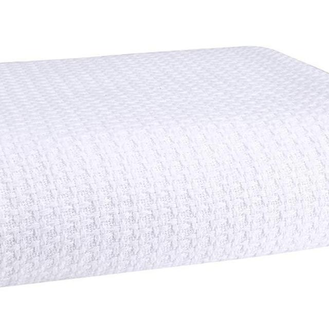 Elvana Home 100% Cotton Bed Blanket, Breathable Bed Blanket Full - Queen Size, Cotton Thermal Blankets Full - Queen, Perfect for Layering Any Bed for All Season, White