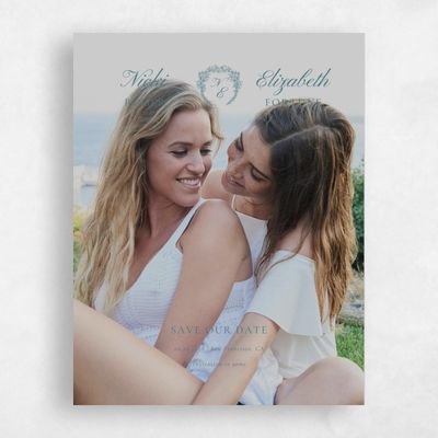 Grayed Teal, Grey Wedding Save the Date - Pasquo Photo