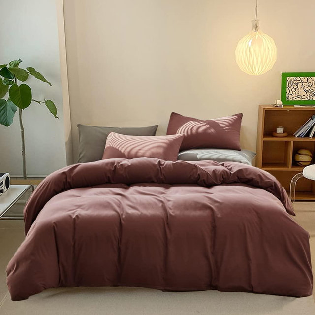 CLOTHKNOW Brick Red Comforter Set Queen Rust Red Bedding Comforter Sets Queen Women Men Comforter Red Bedding Sets Dark Rust Bed Comforter 3Pcs Brownish Queen Bed Comforter Sets