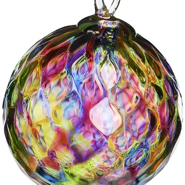 Glass Eye Studio Hand Blown Glass Ornament - Rainbow Diamond Facet