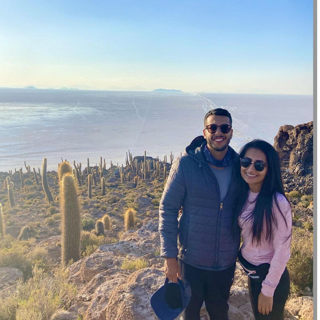 Travelling through Bolivian Salt Flats